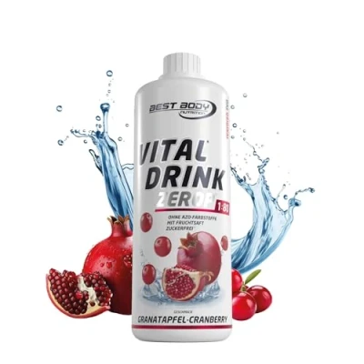 Obrázek Best Body Nutrition Vital Drink ZEROP® brusinka z granátového jablka, originální nápojový koncentrát sirup bez cukru, 1:80 vydává 80 litrů hotového nápoje, 1000 ml