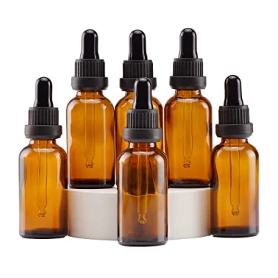 Obrázek YIZHAO láhev na pipety 30 ml, lékárnická z hnědého skla s [kapátkem sklo], éterický olej, parfémové oleje, aromaterapii, vůně, tekutina 6 ks