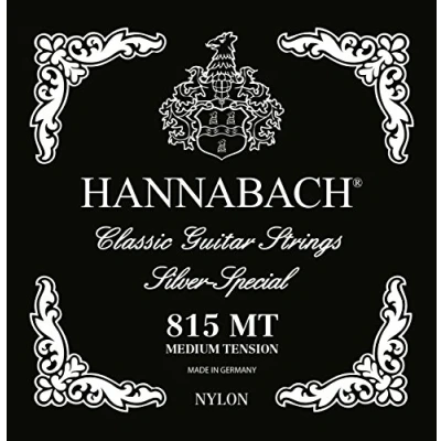 Obrázek Hannabach struny pro klasickou kytaru série 815 Profipack Medium Tension Silver Special (kvalitní téměř každý nástroj, na klasická kytara, Made in Germany), černé