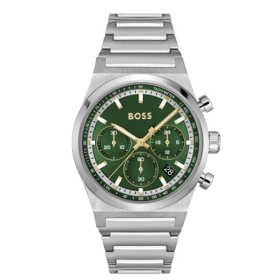 Obrázek BOSS Candor Hodinky silvercoloured/green, Muži, Velikost: One Size, Silver coloured/green