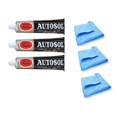 Obrázek Solvol Autosol lešticí hadřík na kov a čisticí z mikrovlákna, pro chrom hliník, 3 x 75 ml tuby