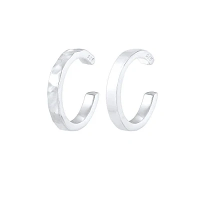 Obrázek Elli Dámské náušnice Earcuff sada 2 ks Organic Look Minimal Basic Nastavitelné ze sterlingového stříbra 925, Mincovní stříbro, Bez