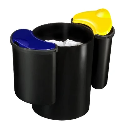 Obrázek CEP 1005160011 Papierkorb, 2 Nasseinsätzen 1x 510 und 2x 515, 516, schwarz mit gelbem deckel