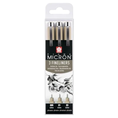 Obrázek Sakura Pigma MICRON FD Set (č. 005, 01, 03), 3 tužky v pouzdře, černá