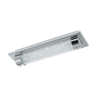 Obrázek EGLO LED stropní svítidlo Tolorico, 1 lampa do koupelny, koupelna z ušlechtilé oceli, skla a křišťálu v chromu, čiré, vlhkých místností neutrální bílá, IP44, L 35 cm