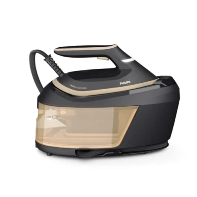 Obrázek Philips PerfectCare 6000 napařovací žehlička 2400 W, parní ráz 600 g, 8 barů, technologie OptimalTEMP, 1,8l nádrž na vodu, černá/zlatá (PSG6064/80)
