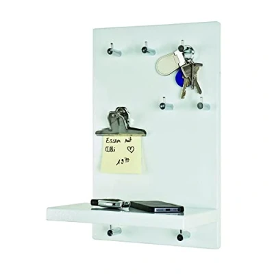 Obrázek HAKU Möbel Klíčenka chrom, bílá, MDF, kov rozměry: š 25 cm x v 40 h 17 cm, styl: moderní