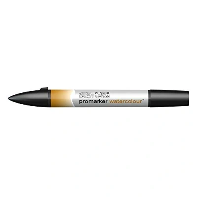 Obrázek Winsor &amp; Newton 0201744 akvarelové zvýrazňovače 2 hroty, štětec a jemný hrot, stálý na světle, vysoce pigmentované barvy pro kaligrafii, kresby žlutý okr