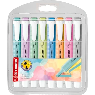 Obrázek STABILO zvýrazňovač swing cool Pastel balení 8 ks s různými barvami