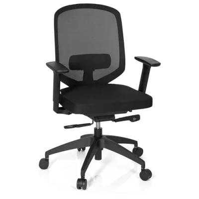 Obrázek hjh OFFICE 657615 Profi kancelářská židle Delight PRO látka černá otočná ergonomická, nastavitelná hloubka sedadla, síťová záda