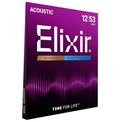 Obrázek Elixir 11050 struny 80/20 bronzové akustické kytary s povrchovou úpravou POLYWEB, světlo (.012 .053)