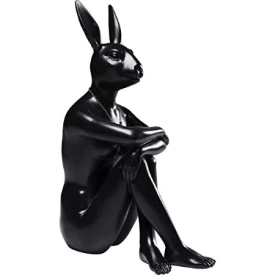 Obrázek Kare Designová dekorativní figurka Rabbit Gillie černá, dekorační předmět, motiv zajíce, doplněk, obývací pokoj, dekorace pro regály nebo příborníky, socha, dekorace, 39 x 26 15 cm (v/š/h)