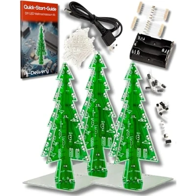 Obrázek AZDelivery 3 x DIY LED vánoční stromek sada pro vlastní pájení včetně e knihy!