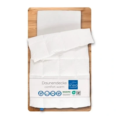 Obrázek Komfortní prošívaná deka, 90 % prachové, 10 běžné peří, bílá, 200 x cm
