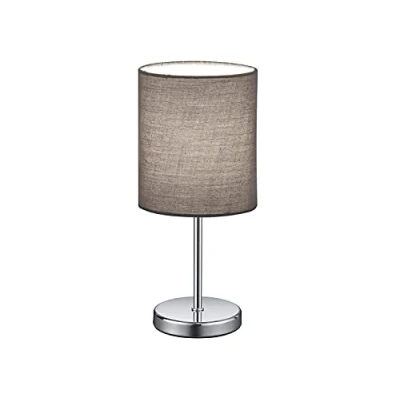 Obrázek Reality světla stolní lampa Jerry R50491011, kov nikl matný, látkové stínidlo šedé, bez 1x E14