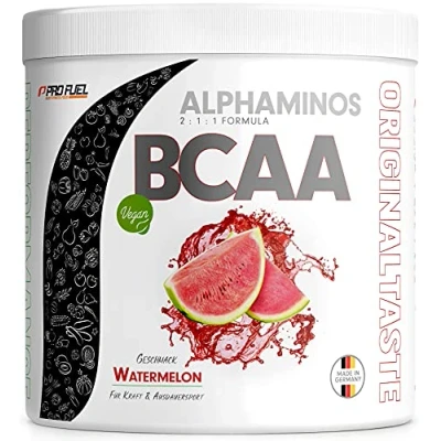 Obrázek ALPHAMINOS Vítěz testu BCAA prášek 2:1:1 ORIGINÁLNÍ od ProFuel Essentiální aminokyseliny nepostradatelná chutná chuť