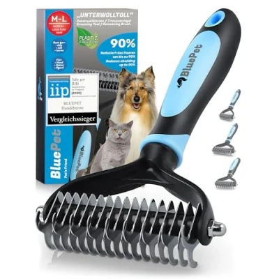 Obrázek BluePet Podbavlněný kartáč na psy a pro kočky dlouhé vlasy Hřeben z podbavlny odstraňuje podsadu plstění masážní efekt &amp; ochrana krycí chlupy srst