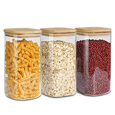 Obrázek ComSaf 1500ml Vorratsgläser mit Deckel 3er Set, Grosse Glasbehälter Φ10cm Vorratdosen Glas, Luftdichte Vorratsglas zur Aufbewahrung Küchenzutaten, Verratsgläser für Spaghetti, Pasta, Nudeln, Mehl