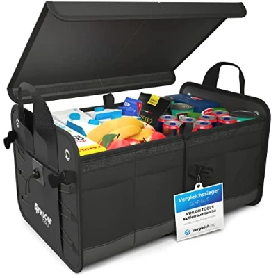 Obrázek ATHLON TOOLS Prémiová taška do zavazadlového prostoru s víkem 60 litrů XXL organizér Extra stabilní a voděodolné podlahy vhodná pro potraviny protiskluzovým suchým