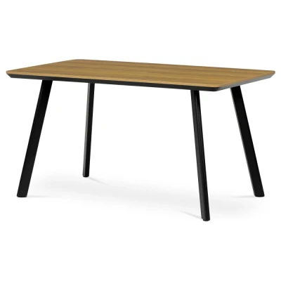 Obrázek Stůl jídelní 140x80 cm, MDF deska, Melamine dekor dub, kov, černý lak HT 531 OAK