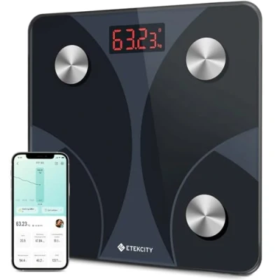 Obrázek Etekcity Personenwaage Körperfettwaage 180kg/0,05kg, Waage Personen mit APP, Bluetooth Körperwaage für13 Körperwerte, digital, Körperfett und Muskelmasse, BMI, Protein