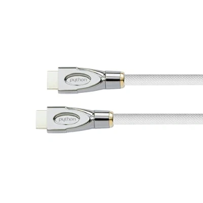 Obrázek PYTHON Série PREMIUM vysokorychlostní HDMI připojovací kabel s Ethernetem 4K2K / UHD Ultra HD @ 60 Hz 2.0 měděný vodič, 3D, 3násobně stíněný, nylonové pletivo bílý 1 m