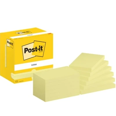 Obrázek Lístečky Post It, žlutá barva, 38 x 51 mm, 12 bloků, 100 listů, Žlutá 127 76 mm