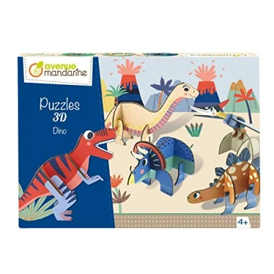 Obrázek Avenue Mandarine PU016C Puzzle 3D s 5 figurkami, 10 dílů, ideální pro děti od 4 let, 1 kus, dinosaurus