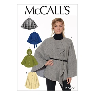 Obrázek McCall &#039;s Patterns Schnittmuster Cape und Gürtel, Mehrfarbig, Größen lrg xxl p, 152 x 213 cm