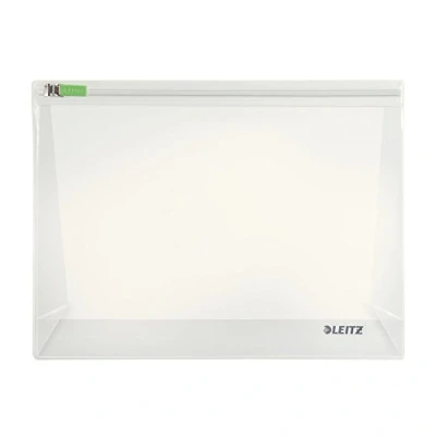 Obrázek Leitz Balení 2 ks sáčků na zip (vhodné pro cestovní potřeby, sprchový gel, kosmetiku, šampon, vel. M se záhybem, PVC, komplete), bezbarvý, 40080000