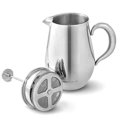 Obrázek VeoHome French Press kávovar konvice na kávu nerozbitná a díky dvojitému pouzdru udrží dlouho teplou (1 litr)
