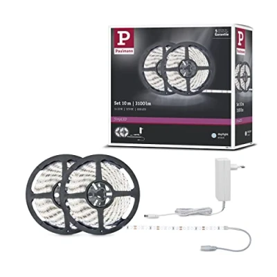 Obrázek Paulmann 78977 LED Stripe SimpLED kompletní sada 10 m 22W světelné pásky 6. 500 K bílé denní světlo světelný pásek s povrchovou úpravou, bílý