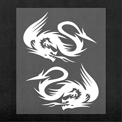 Obrázek 4R Quattroerre.it 15857 Vorgeschnittene Aufkleber Drachen rechts und Links, Weiß, 10 x 12 cm