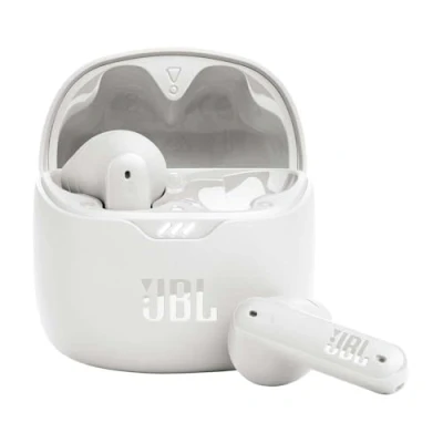 Obrázek JBL Tune Flex TWS vodotěsná, True Wireless sluchátka do uší s potlačením okolního šumu v bílé barvě až 32 h přehrávání hudby
