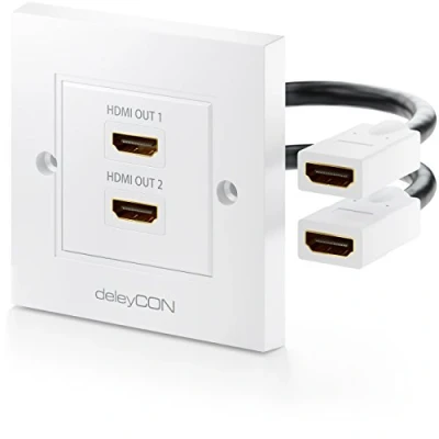 Obrázek deleyCON Plechovka HDMI na stěnu 2x port pod omítku montáž 3D Full HD HDTV 4K 2160p