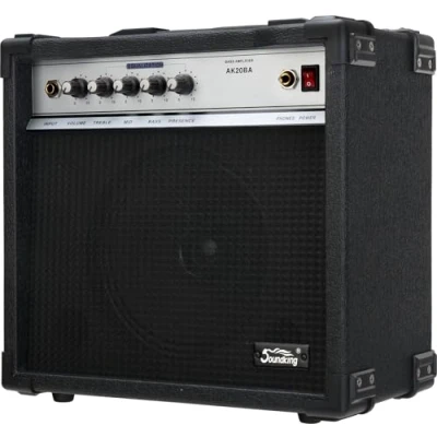 Obrázek Soundking AK20BA basový zesilovač 20 W RMS 4pásmový ekvalizér 8&quot; reproduktor výstup pro sluchátka a připojení pedálů ideální combo začátečníky s extra robustními ochrannými rohy