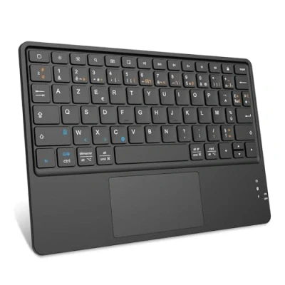 Obrázek Fintie Francouzská AZERTY klávesnice 10 palců Bluetooth s ultra tenkým, lehkým touchpadem pro iPad, tablet Android, černá