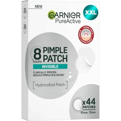 Obrázek Garnier Čisté 8H Pimple Patches z hydrokoloidu, zmírňuje viditelnost pupínků po 8 hodinách, XXL balení se 44 záplatami