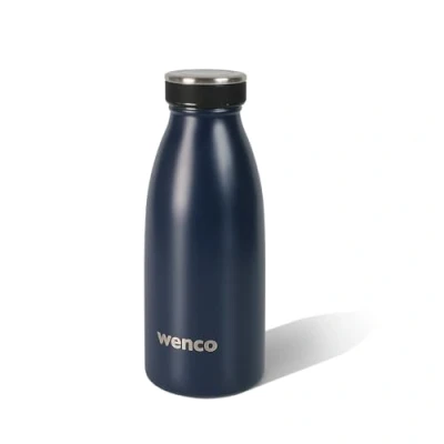 Obrázek wenco Láhev na pití z ušlechtilé oceli 0,35 l/350 ml, izolovaná a zabezpečená proti vytečení studených horkých nápojů, lze použít také jako termosku, bez BPA modrá, tmavě modrá