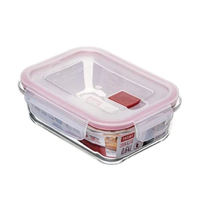 Obrázek Tatay Glas Frischhaltedosen, Airtight, 0.64L von Kapazität, Clip Deckel, BPA frei, Geeignet Mikrowelle, Geschirrspüler, Backofen &amp; Gefrierschrank. Rot. Maße: 13,7 x 17,9 6,3 cm
