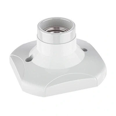 Obrázek ledscom.de stropní svítidlo/objímka žárovky ELEKTRA, porcelán, bílý, 1x E27 max. 60 W, objímka pro úsporu energie, kouřový obraz, vysoký lesk, plast, hranatý, rychlá montáž, vyměnitelné, LED,