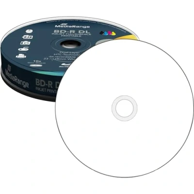 Obrázek MediaRange MR509 BD R Dual Layer 50 GB 6násobná rychlost zápisu, možnost celoplošného potisku, 10dílný Cakebox