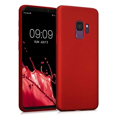 Obrázek kwmobile Case kompatibilní s Samsung Galaxy S9 pouzdro ochranné ze silikonu kovově třpytivé na mobil metalické tmavě červené