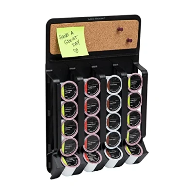 Obrázek Mind Reader WMNT BLK držák Wall Single Serve Storage Organizer and Memo Board, 20 Coffee Pod Capacity, Magnetic or Adhesive Mount, 10,75&quot; d x 15,5&quot; Š 2,5&quot; H, plast, černý