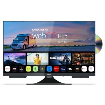 Obrázek Cello C2224WSF 22&quot; palců Full HD Smart / DVD TV integrovaný přehrávač Triple Tuner Bluetooth super rychlý operační systém WebOS by LG Disney+ Netflix Prime [2025]