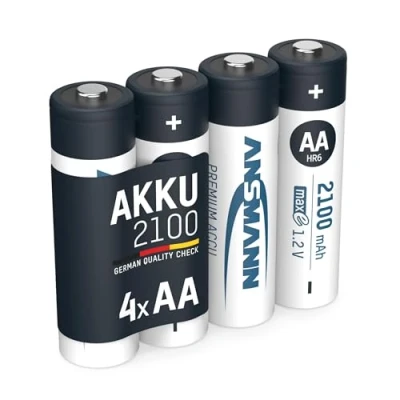 Obrázek ANSMANN baterie AA Mignon 2100 mAh 1,2 V NiMH nabíjecí maxE (nízké samovybíjení a přednabité) ideální pro hračky, rádiovou klávesnici/myš, Wii &amp; Xbox Controller (4 kusy)
