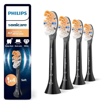 Obrázek Philips Sonicare A3 Premium All in One, originální náhradní hlavice kartáčků, černé, balení po 4 kusech, HX9094/88