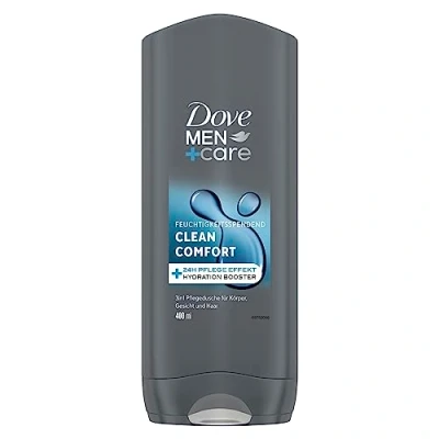 Obrázek Dove Men+Care 3 v 1 sprchový gel Clean Comfort na tělo, obličej a vlasy s 24 hodinami péče o efekt 6 x 400 ml