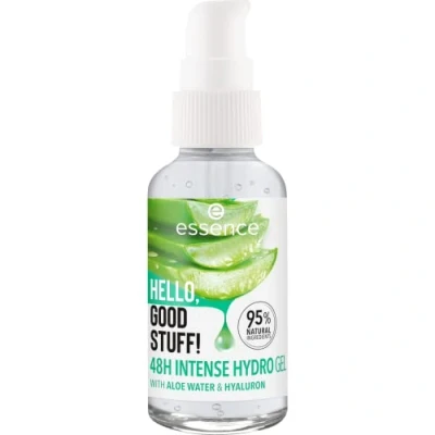 Obrázek essence HELLO, GOOD STUFF! 48h INTENSE HYDRO gel, obličejové sérum, transparentní, hydratační, vyhlazující, vyživující, přírodní, žlutý, veganský, bez oleje, alkoholu, parabenů, 1 balení (30