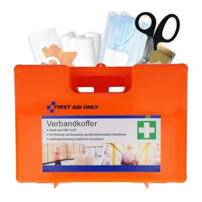 Obrázek First Aid Only Spojovací kufr, Din 13157, včetně průhledných dělicí kotoučů a krycích klapek, nástěnných držáků, šroubů hmoždinek, oranžové, P 10016